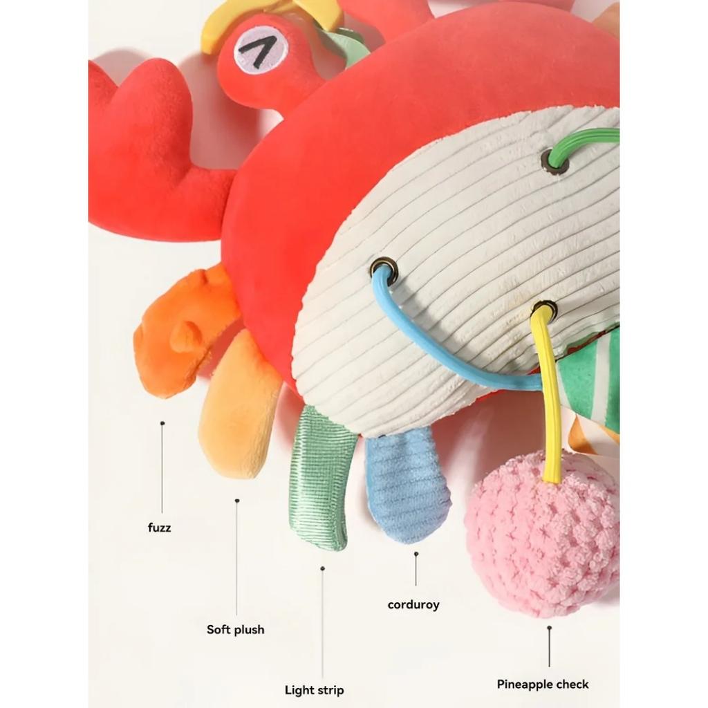 Baby Car Seat Stroller Plush Hanging Rattle Toys Newborn Crib Bed Around Toy Crab Animal with Teether Rattle Sound Mirror Clip