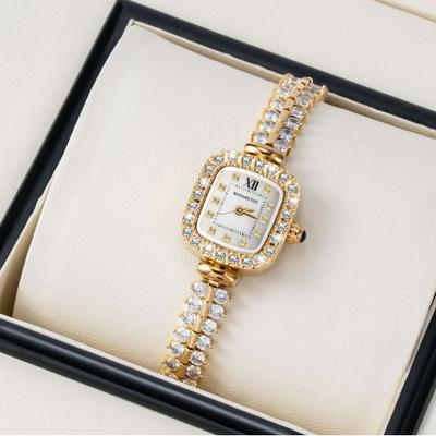 Relógio feminino estilo pulseira, elegante e leve, luxuoso, com pulseira fina, relógio de quartzo elegante e simples