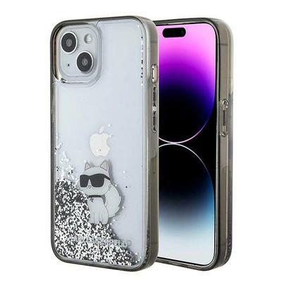 Karl Lagerfeld Klhcp15Slkcnsk Iphone 15 / 14 / 13 6.1 Transparentes Hartschalen-Liquid-Glitzer-Choupette