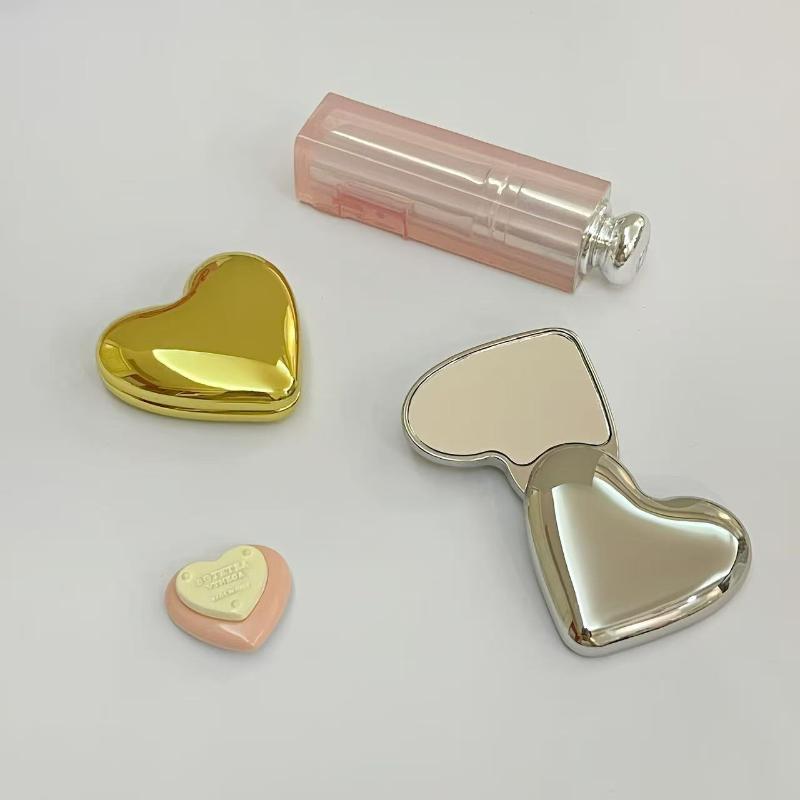 Doppelseitiger herzförmiger Schminkspiegel Mädchen Niedlicher kleiner Spiegel Tragbar Student Drehbarer Spiegel Kosmetik-Schönheitswerkzeuge Handspiegel