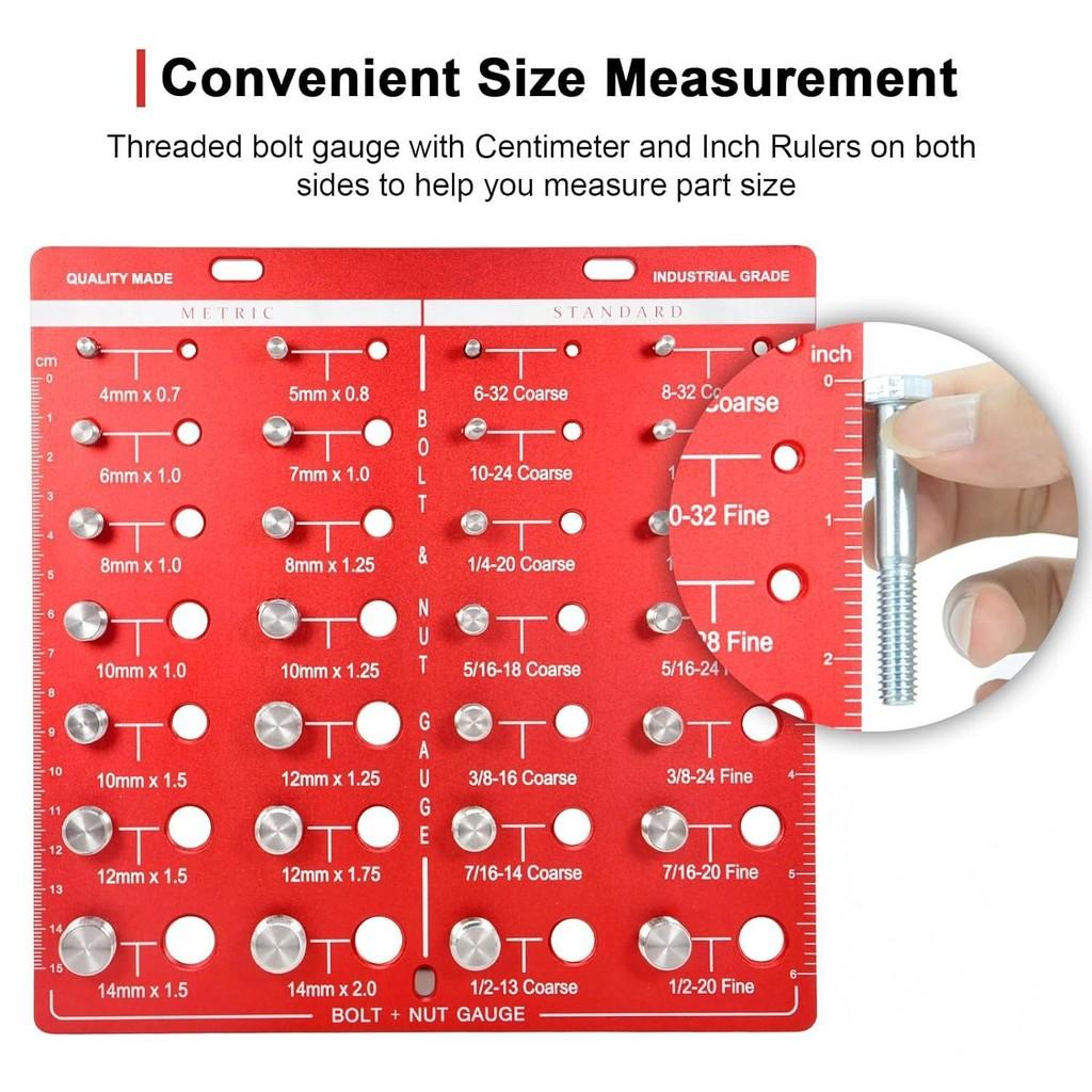 Nut And Bolt Thread Checker High Precision Screw Measuring Gauge Aluminum Alloy Metric Size Nut Checker