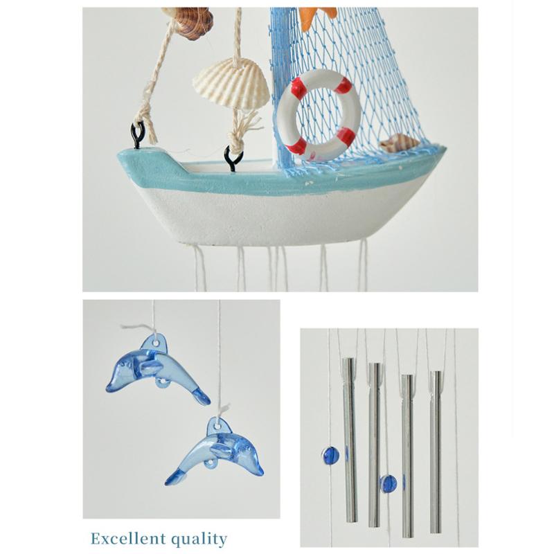 Mediterranean Style Creative Wind Chimes, Small Boats, Sailboat Decorations, Wooden Sailboat Models, And Hanging Ornaments