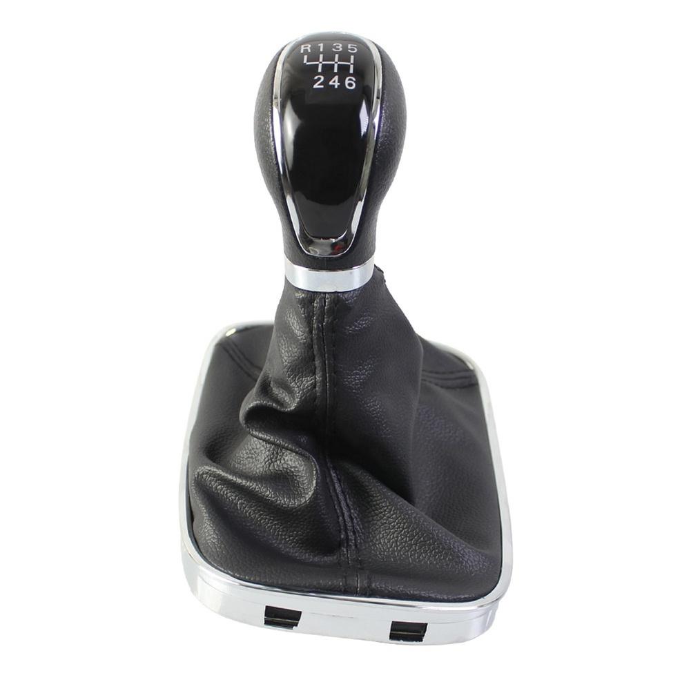 Leather Shift Knob Gear Shift Knob Artificial Leather Material Black Stitching Pattern Plastic Construction Gear Shift Knob
