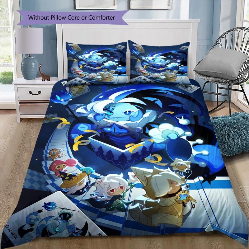 Cookie Run Kingdom Bedding Set, Cartoon Cookie Run Duvet Cover with Pillowcases 135x200cm