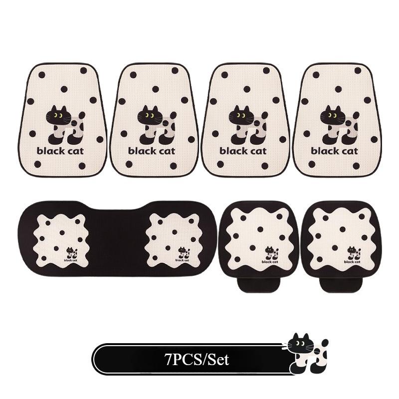 Cute Polka Dot Cat Four Seasons Universal Seat Cushion Covers Cartoon Breathable Comfortable Auto Seat Accessories