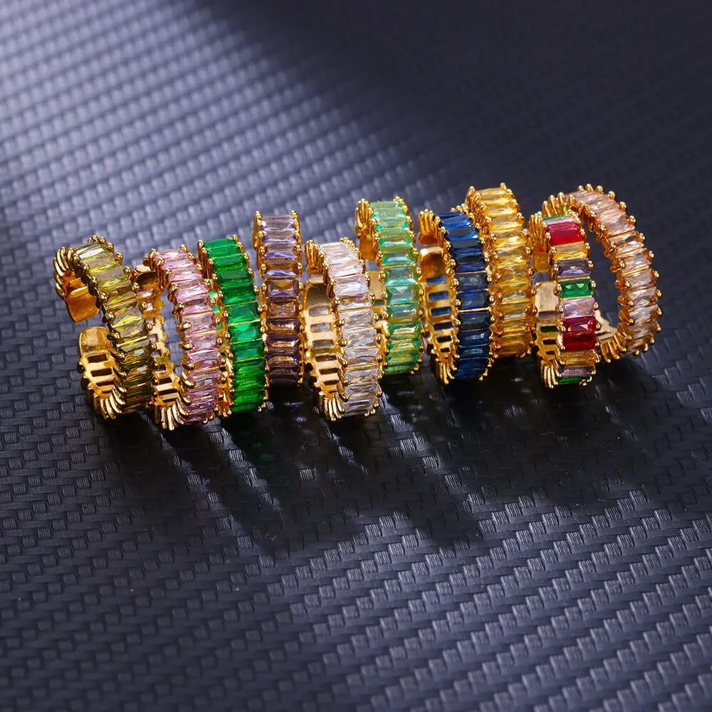 Geometric Design Women Finger Ring Tiny French Vintage Ring Colored Zircon Rings  Engagement
