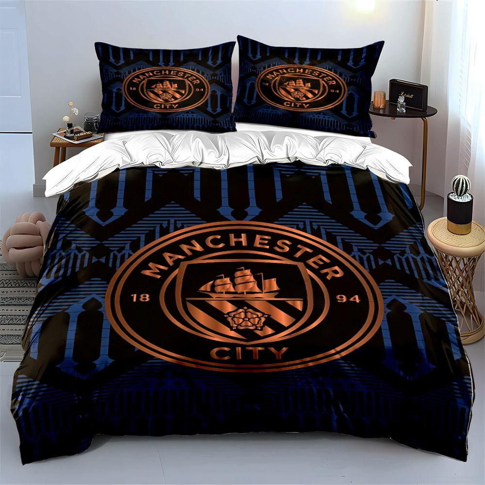 "Manchester City Logo Bedding" Bedding Duvet Cover Set Duvet Cover Pillowcases (1 * Duvet Cover 2 * Pillowcases, Without Duvet Insert)