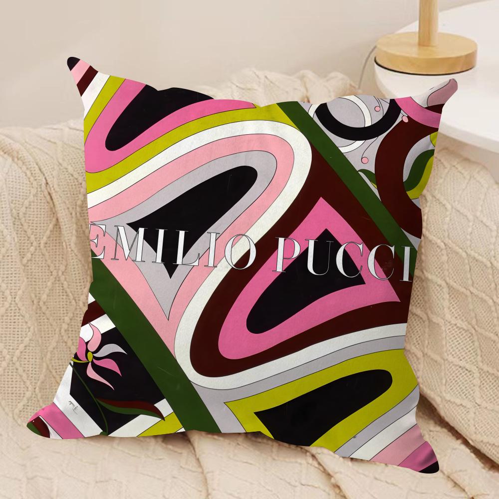 Fashion EEeilio Logo PpucciS Cushion Cover Short Plush Doublesided Print Square Throw Pillow Covers Sofa Home Cushion Decor