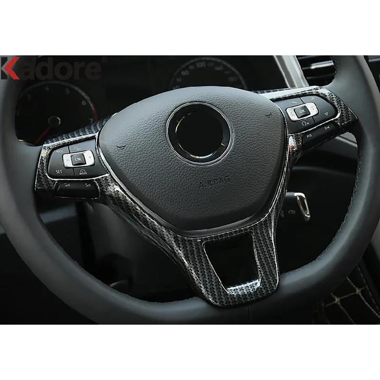 Car Steering Wheel Panel Cover Trim For Volkswagen VW T-Roc TROC 2017-    Carbon Fiber Interior Accessories