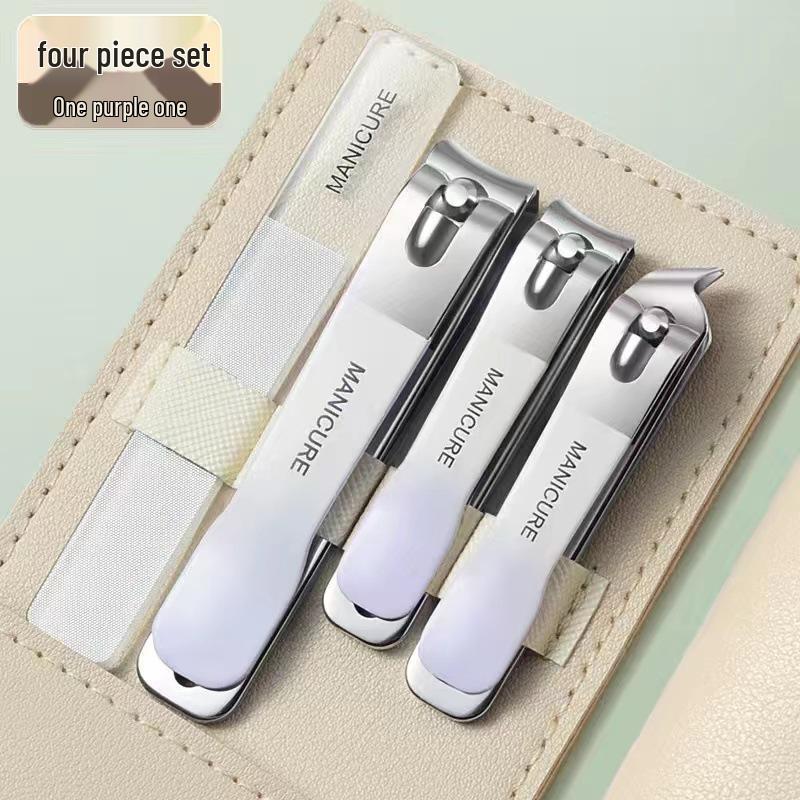 Gradient Large Nail Clipper Set with PU Leather Case - Portable Manicure Tool