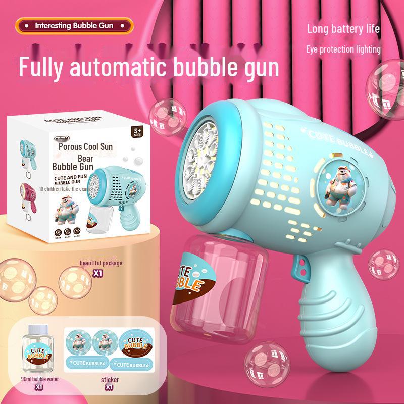 Automatic Bear Bubble Machine Toy with Lights for Kids – Summer Outdoor Fun