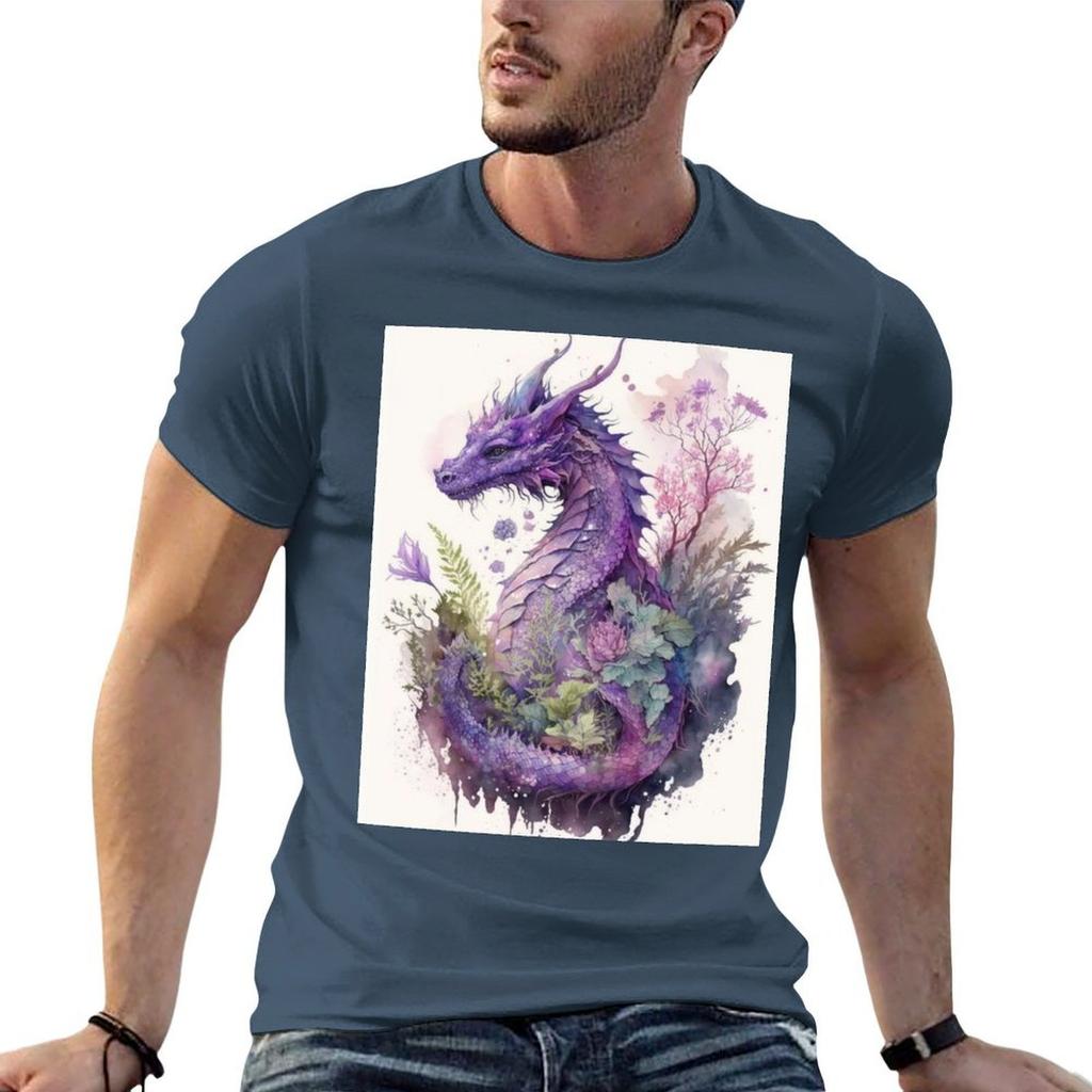 Witchy Pastel Goth Fantasy Dragon Tshirt All Match Basic Short Sleeve Top