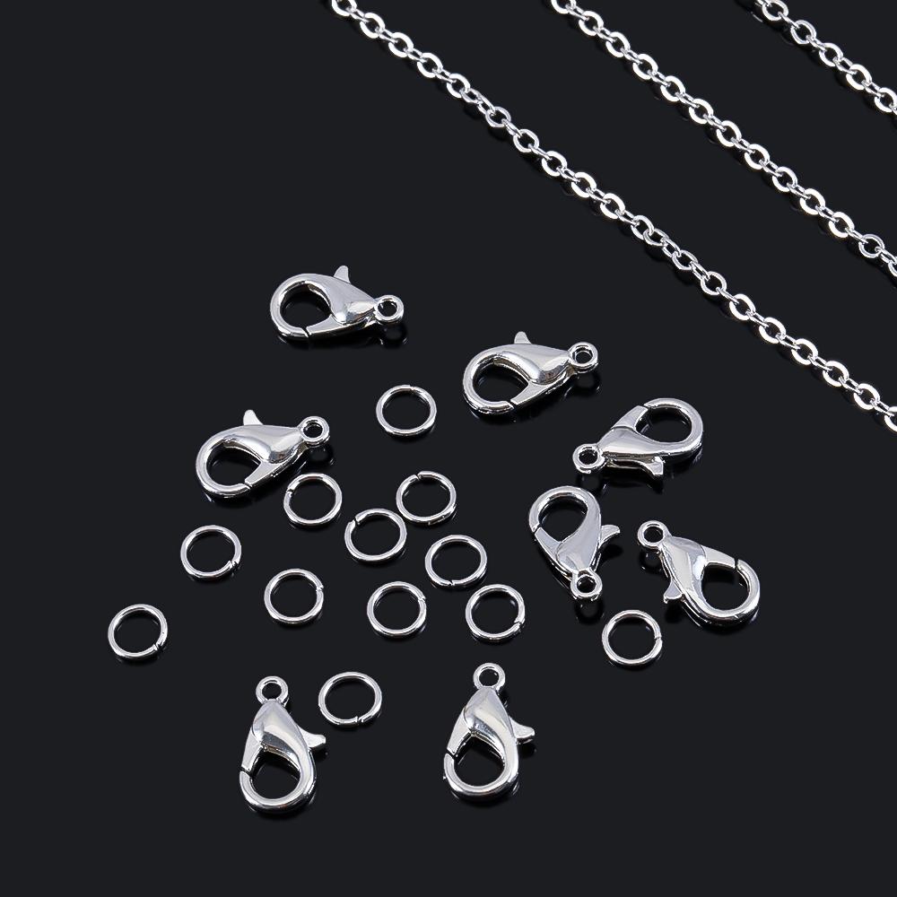 5M Bulk Silver Color Link Chain With Jump Rings Lobster Clasps Necklace Chains DIY Jewelry Making Supplie Necklaces Accessories