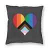 Gay Pride Rainbow Flag Heart Square Pillowcase Pillow Cover Cushion Throw Pillow for Home Bedroom Car