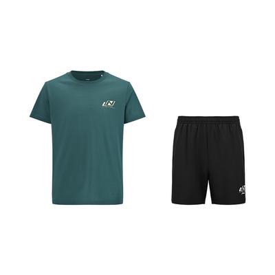 Li Ning Breathable Cool Loose Fit Short Sleeve Pullover Casual Sports Set Unisex Sets ATSV607-3+AKSV675-1