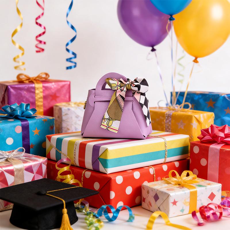 1PC Gift Bags Party Faux Leather Housewarming Handbag Birthdays With Satin Silks Engagements Candy Boxes Valentine's Day Weddings