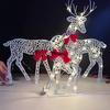 Julelysende Reinsdyrdekorasjon LED-belyst 2D Jernhjortfamilie for Gårdsplass Terrasse Plen Hage Hjem Skrivebordsdekorasjon