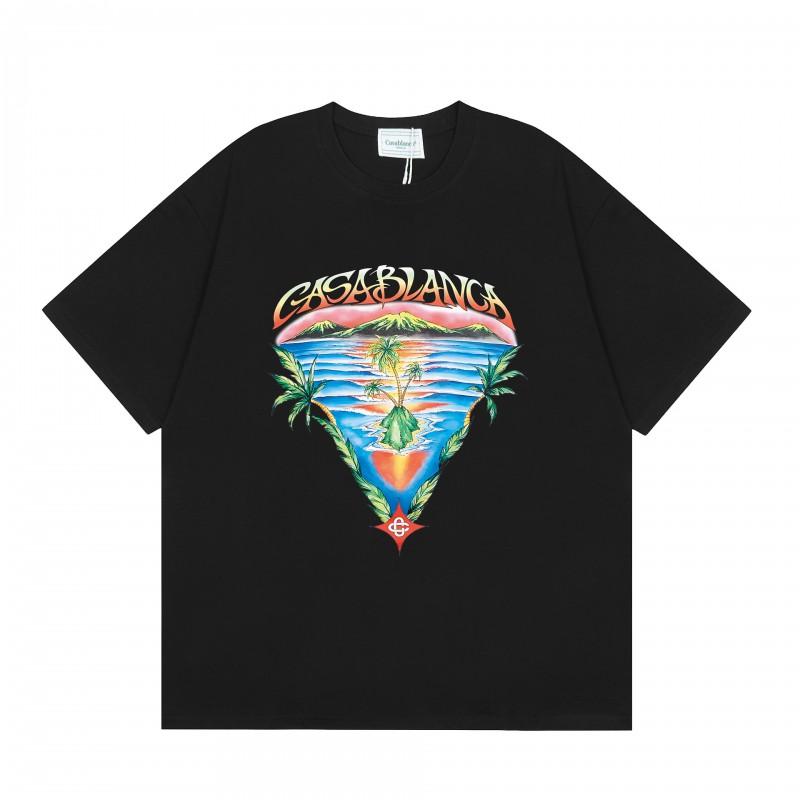 2026 Casablanca Print Loose Fit Cotton T-Shirt Men Youth Casual Wear