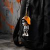 Punk Rock Car Accessories 2Pcs Hoodie Skeleton Ornaments, 2D Flat Acrylic Pendants, Gothic Cool Ornament for Style Hanging Ornaments Rearview Mirror,