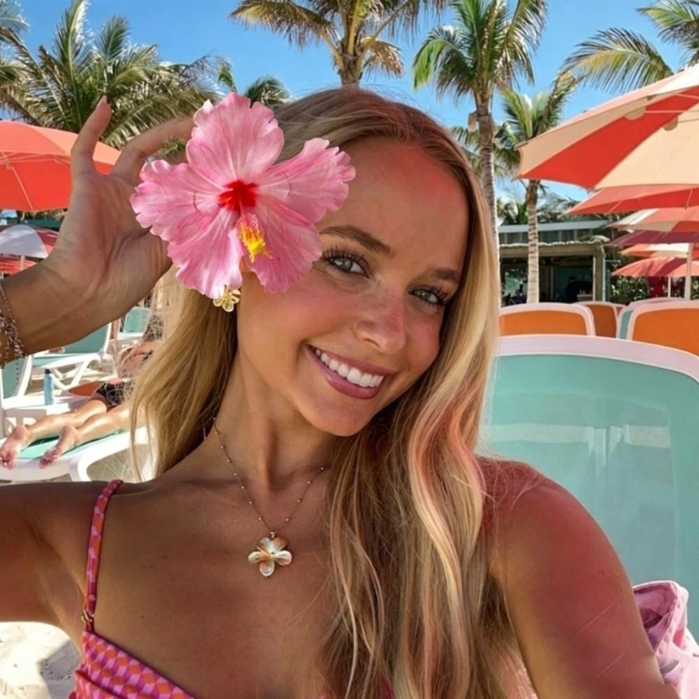 Fiori Artificiali Fiore di Ibisco Fermaglio per Capelli Non Danneggia i Capelli Stile Boemo Fermaglio per Frangia Foto Spiaggia Viaggio Clip Laterale