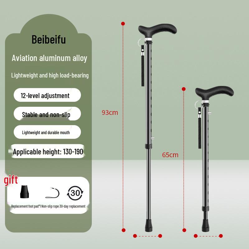 Lightweight Folding Telescopic Cane for Elderly - Anti-slip, Sturdy, Outdoor Use
