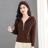 Damen-Strickjacke mit Kapuze und Reißverschluss für Frühling und Herbst