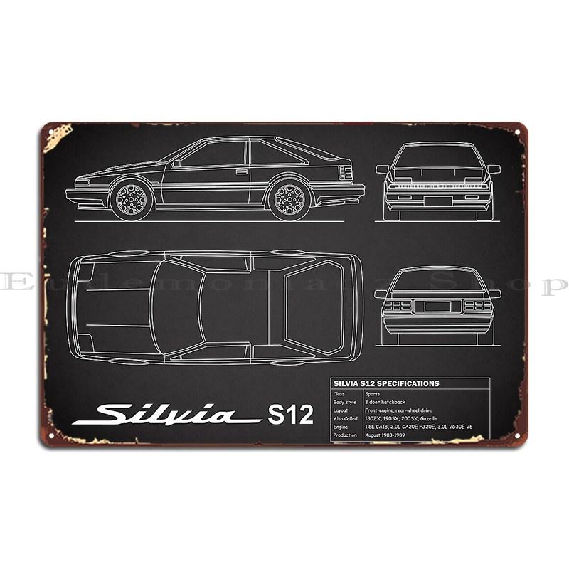 Silvia S12 In Black Metal Signs Club Club Home Party Customized Tin Sign Poster