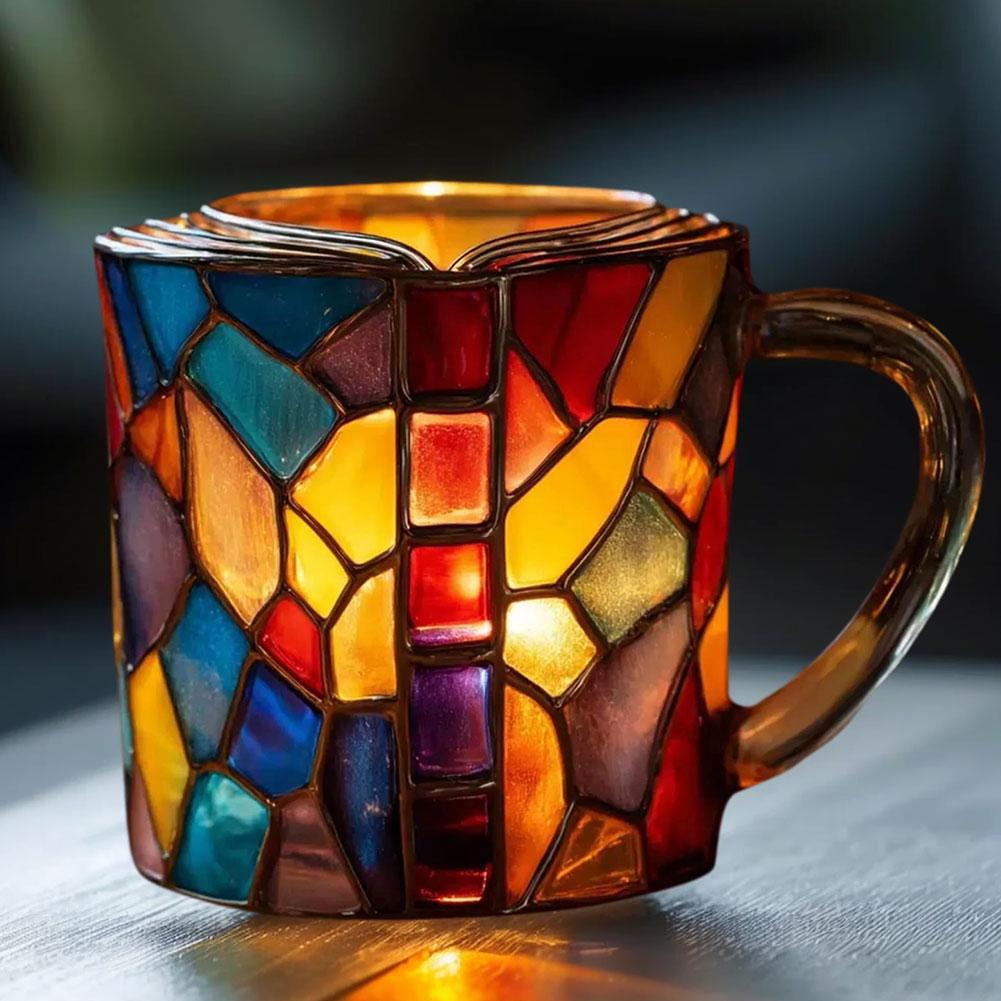 Painted Book Unny Reading Coffee Mug with Charming Book Motifs Book Shaped Tea Cup Gifts for Home Office Decoration