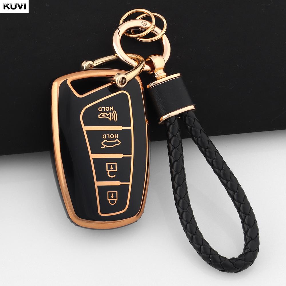 

4 Buttons Tpu Car Key Case Cover Shell Fob For Hyundai Santa Fe Sport Ix45 Equus Centennial Genesis G80 Grandeur Azera 2013-