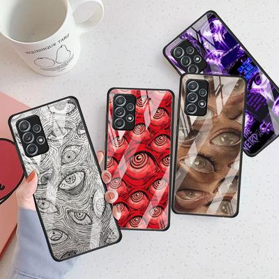 Coque en verre Smiley Yeux Visage Effrayant Pour Samsung Galaxy A52 A71 A50 A51 A70 A21s A31 A72 A10 A12 A30 A22 5G