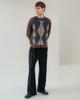 Pokeopeiseu Alpaca Argyle Cardigan Burgundy