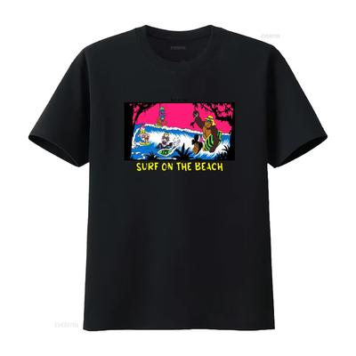 Vintage Surf Skate Design T Shirt Hawaii Surfing Theme with Fun Characters Perfect for Beach Lovers Large Size Available