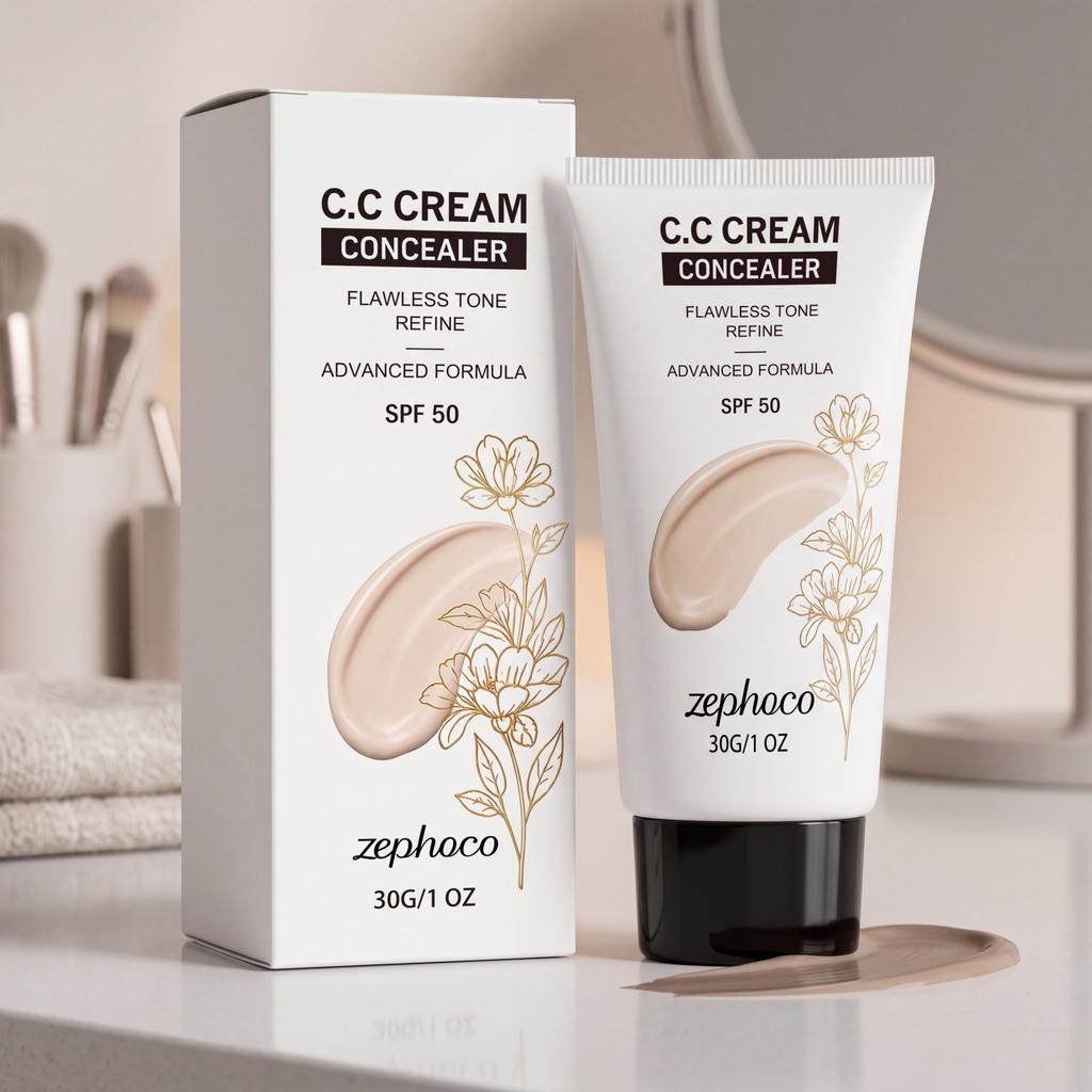 Zephoco Multi-Effekt CC Cream Natürlicher Farbton Feuchtigkeitsspendender Concealer Leichter Täglicher Schutz 50ml