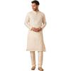 Manyavar Kurta Set For Men, Full Sleeves Mandarin Collar Ethnic Kurta & Payjama Set Art Silk All Over Self Design Set (C