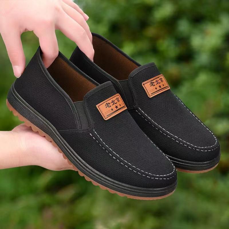 Heren Winter Fleece Gevoerde Leren Schoenen - Dik, Warm, Antislip Zachte Rundspees Zool Casual Papa Schoenen