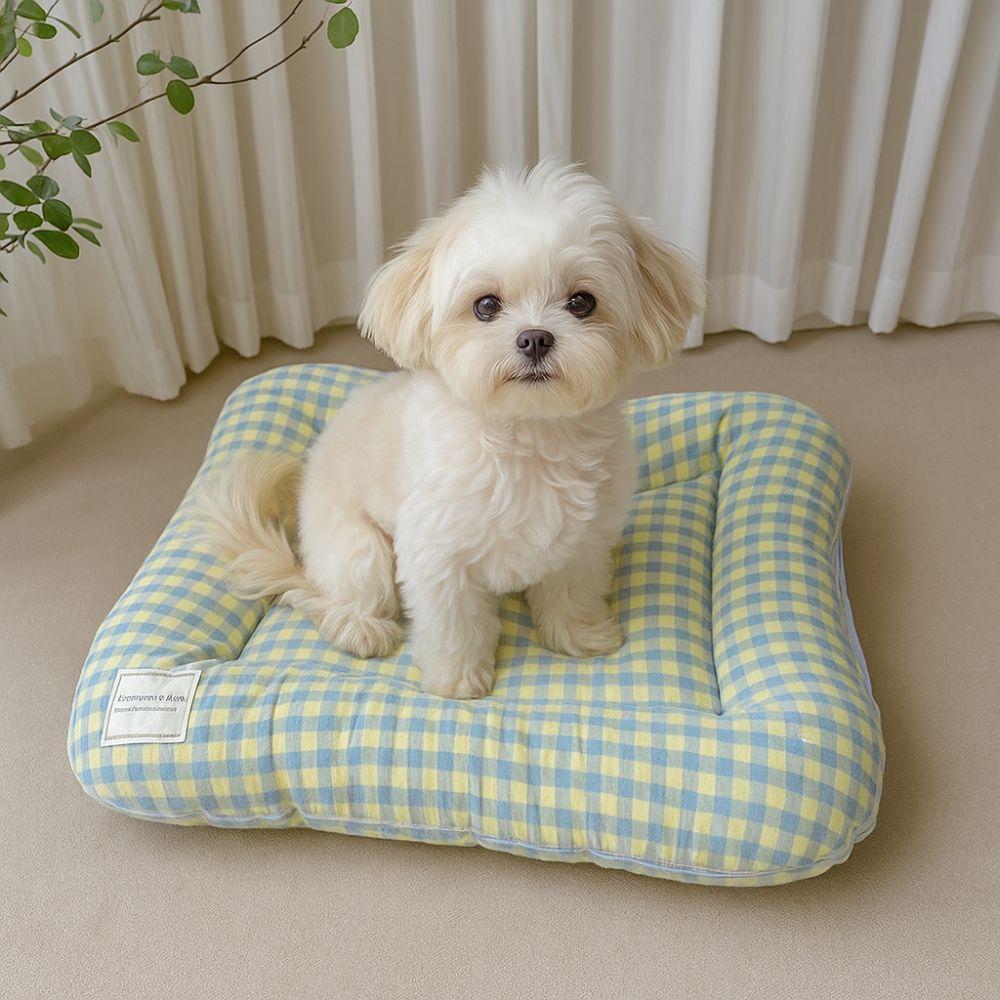 Macaron Plaid Dog Cushion Non-slip Pet Mattresses Breathable Cat Mat for Cats and Dogs