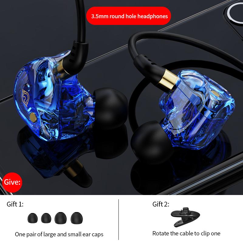 NEW HiFi Sound Bass 3.5mm In-Ear Wired Headphones with HD Mic Dynamic Earphones Noise Reduction Earbuds Sports Gaming Headsets