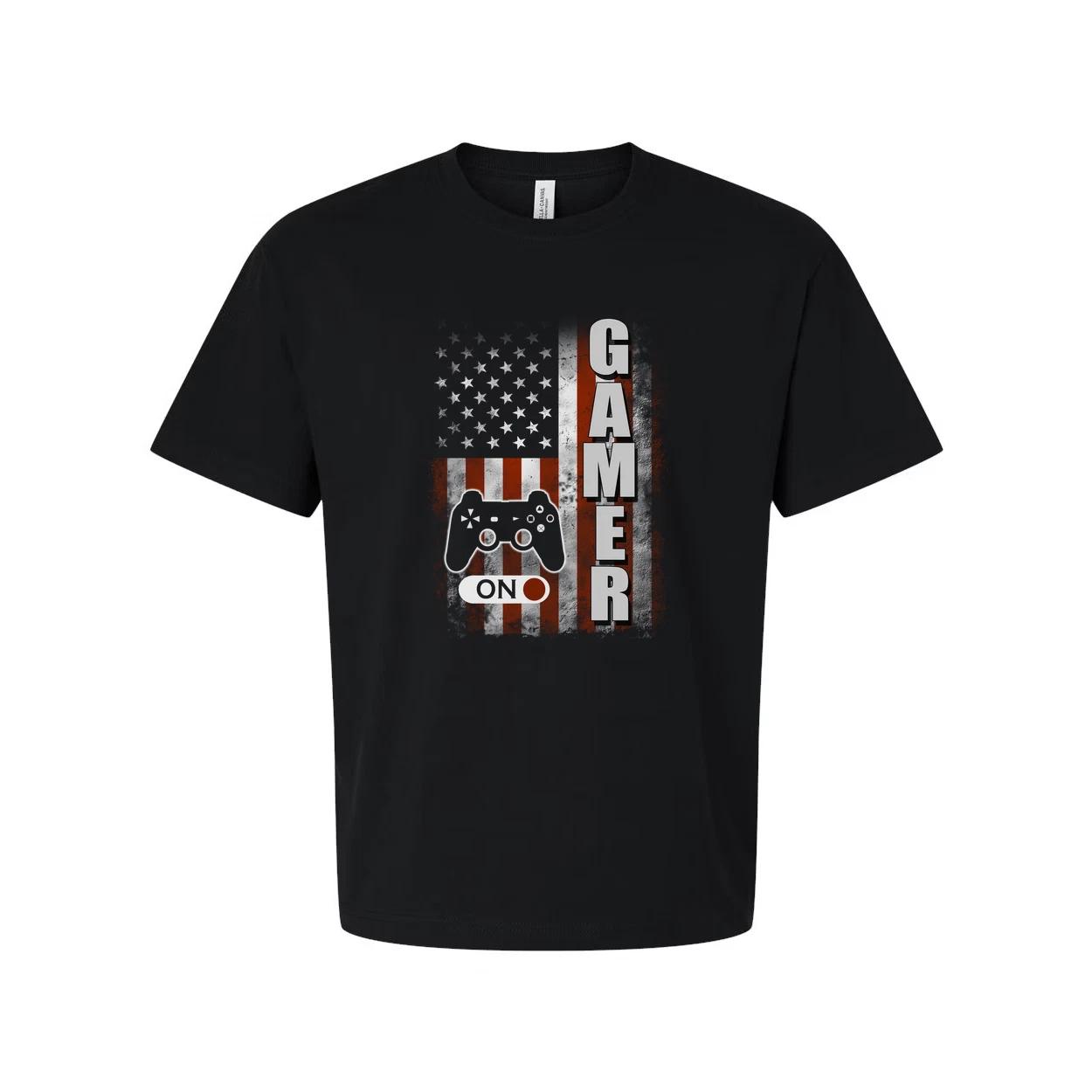 Graphic Gamer Unisex T Shirt With Flag And Controller Design 3XL