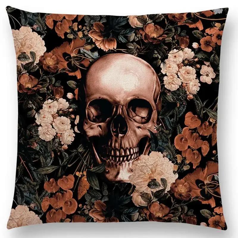Latest Gorgeous Death Beautiful Skull Floral Garden Colorful Flower God Meaning of Life Cushion Cover Car Sofa Throw Pillow Case