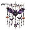 Halloween Wind Chimes Outdoor Decor Acrylic Chime Pendant, Crystal Suncatcher Hanging Ornaments, Decorative Whimsical Bat And Black Cat Window