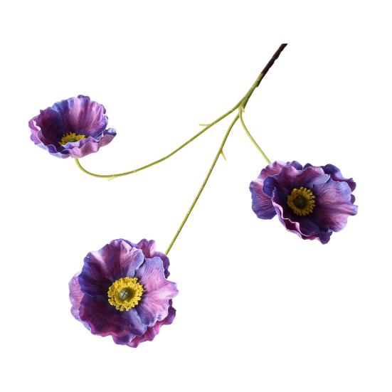 3 Heads Full Blooms Artificial Flower Real Touch Fake Silk Flower Branch with Long Stem for Home Kitchen Party Table Centerpiece