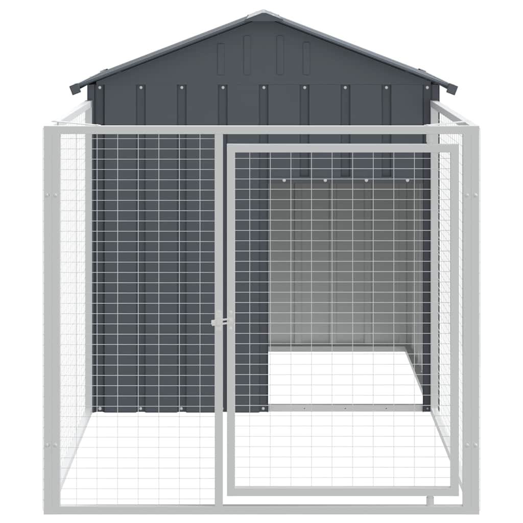 Vidaxl Dog Kennel, With Run, Anthracite, 117X201X123 Cm, Steel