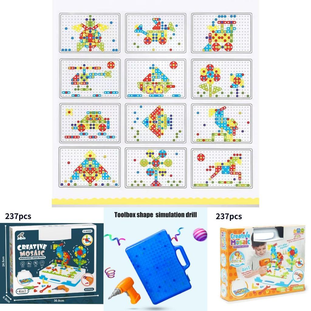 Fesselndes DIY Elektrische Bohrmaschine Schraubenmontage Puzzle Baustein Lernspielzeug für Kinder