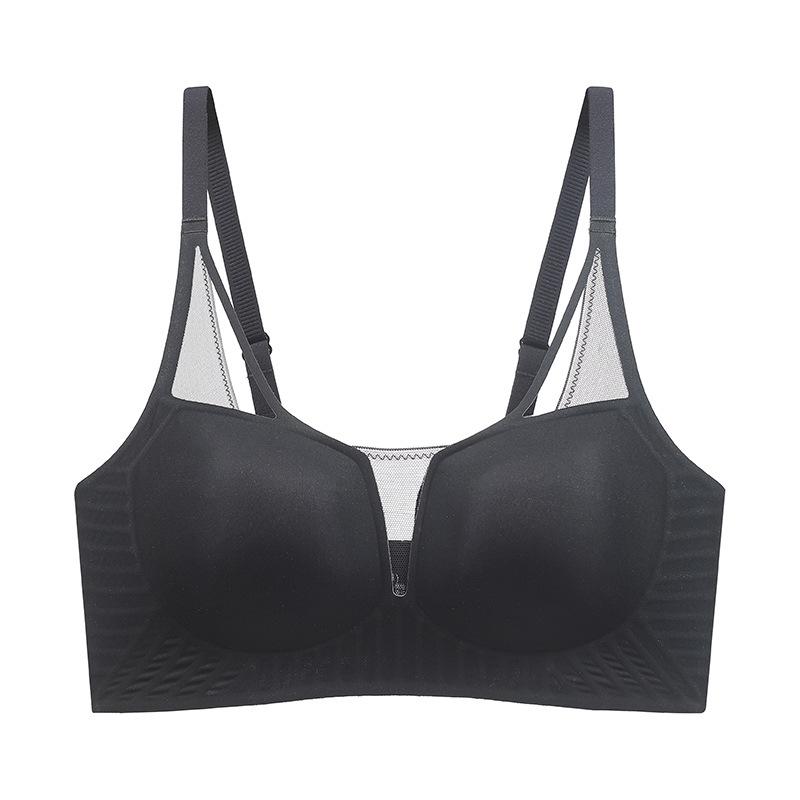 Deep V-shaped Mesh Bra Women's Thin Seamless Underwear Breathable Bra Sexy Bra Push Up Bra