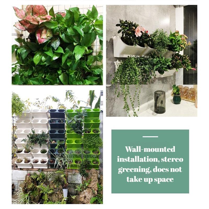 4PCS Flower Pots Wall Hanging Planters Stackable Planter Garden Plastic Pots Vertical Succulents Plant Home Balcony Decoration