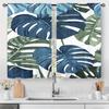 2pc Tropical Leaf Print Curtains, Polyester Fabric, Machine Washable, Suitable for Living Room, Bedroom, Kitchen