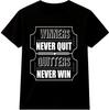 Camiseta Inspiradora Vencedores Nunca Desistem Camiseta Gráfica de Motivação