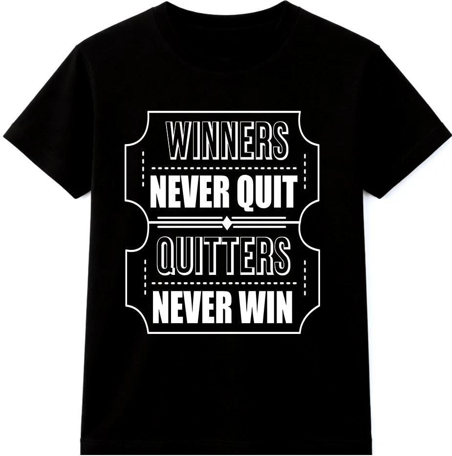 Inspirational Quote T Shirt Winners Never Quit Motivation Graphic Tee 3XL