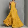 New European and American women's clothing neck dress backless sleeveless long holiday dress