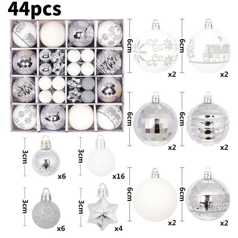 Charming 44 Piece Decorative Christmas Balls In Unique Shapes For Elegant Holiday Display